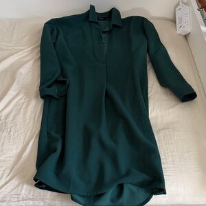 Dark Green Long Sleeve Shirt Dress